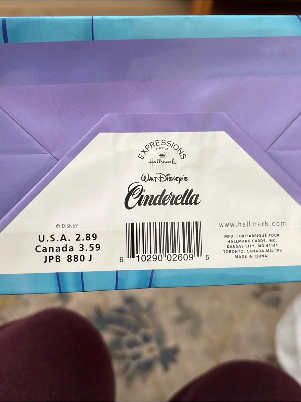 Set Of 2 Hallmark Walt Disney Cinderella Gift Bag - Lavender & White